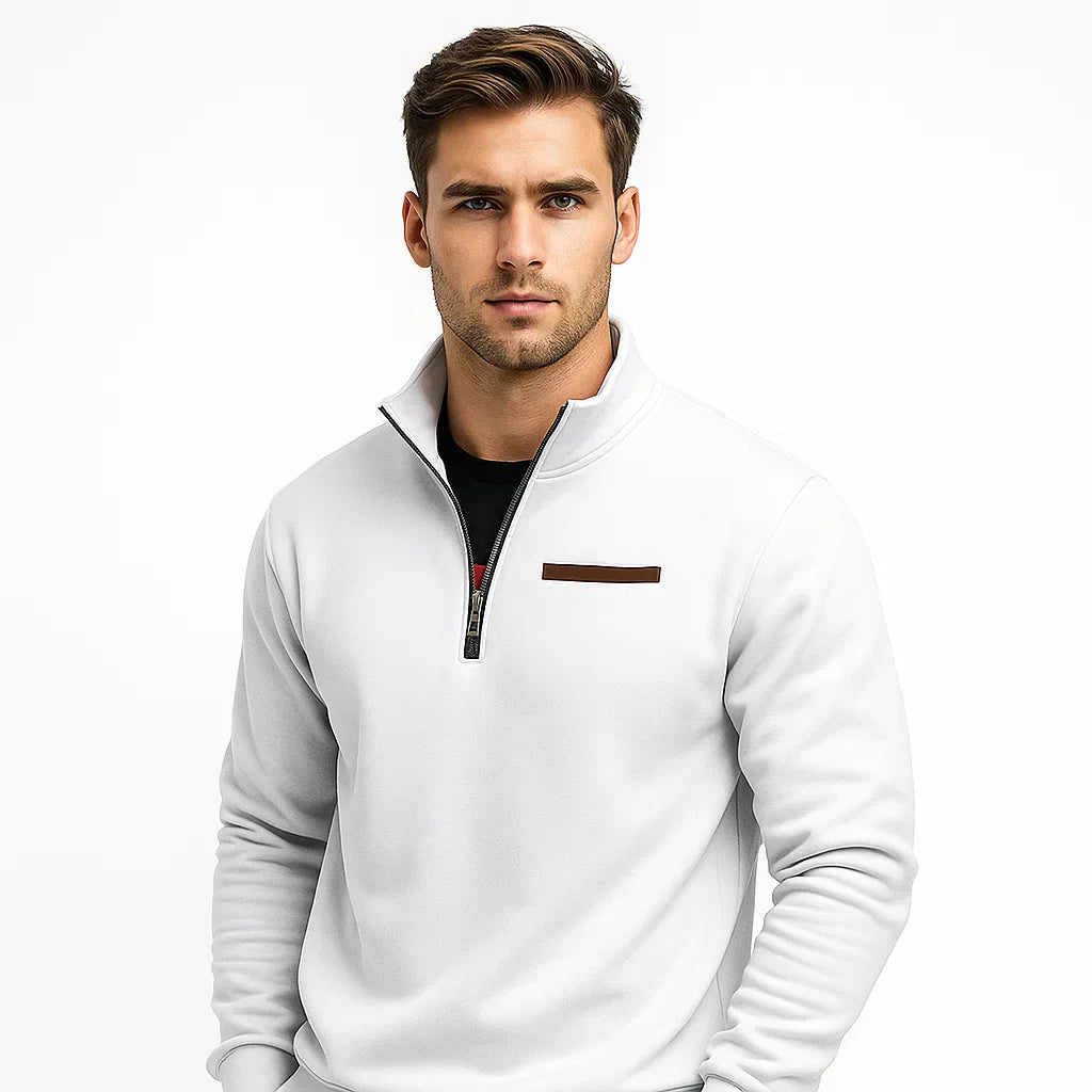 Men's Fleece Quarter Zip High Neck Sweater - OutfitLondon