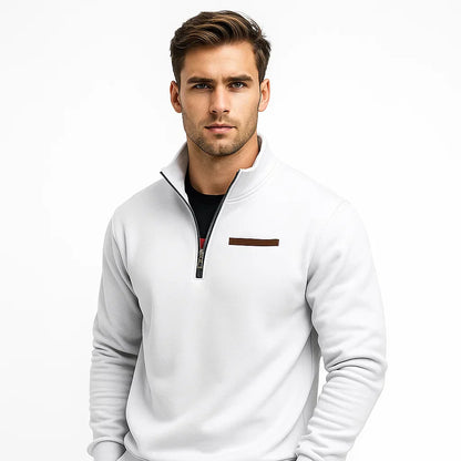 Men's Fleece Quarter Zip High Neck Sweater - OutfitLondon