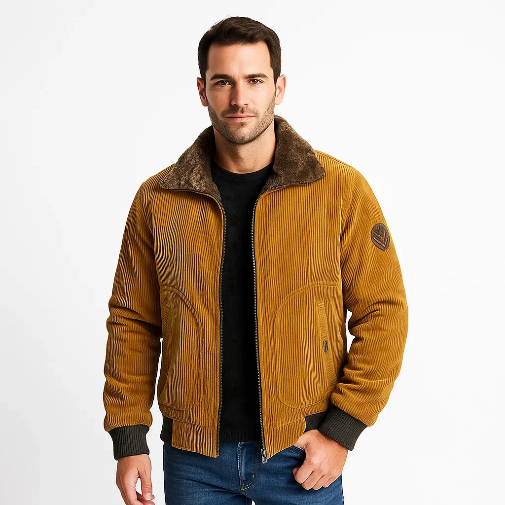 Men's Insulated Corduroy Zip Jacket - OutfitLondon