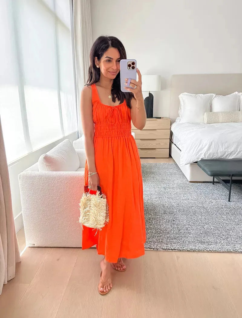 Breathable Relaxed Fit Linen Sundress for Women