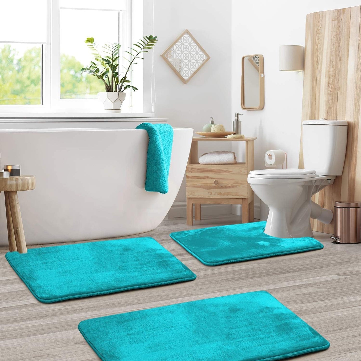 Soft Cushion Bath Mat Set 3-Piece Non Slip