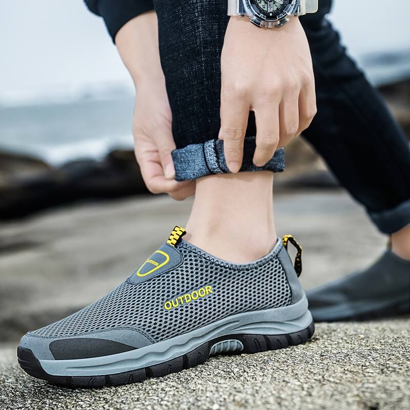 Comfortable Slip-on - Supportive Gray Walking Shoes
