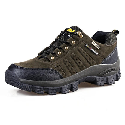 Waterproof Green Hiking Boots Leather Trekking Shoes - OutfitLondon