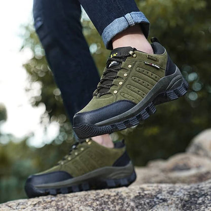 Waterproof Green Hiking Boots Leather Trekking Shoes