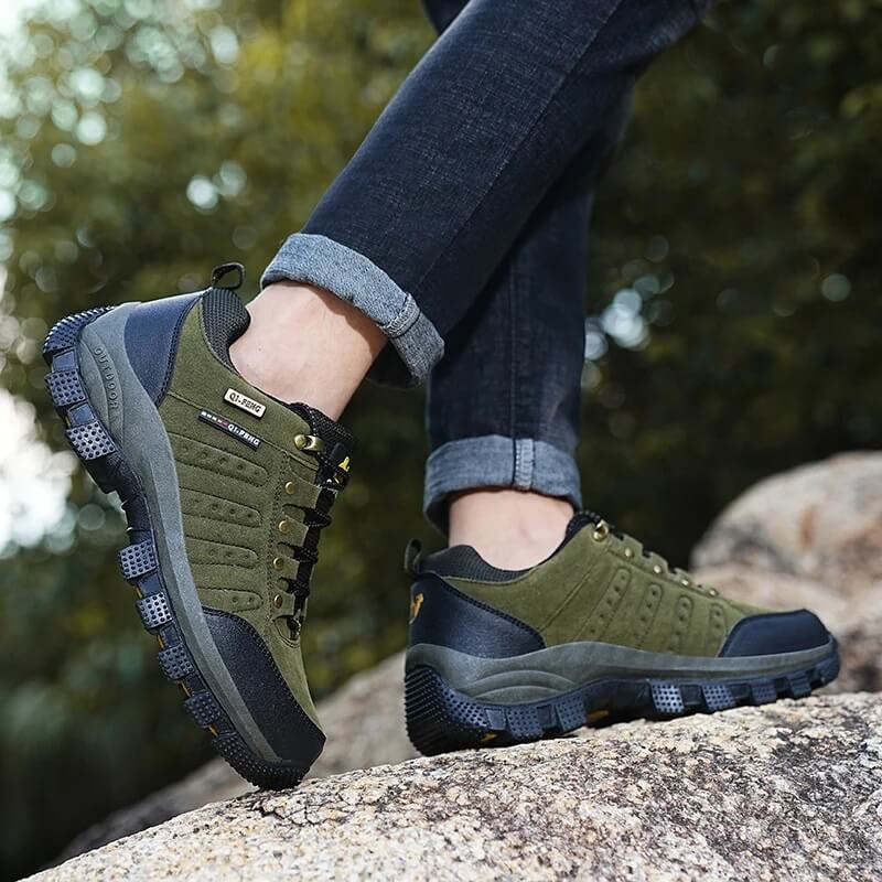 Waterproof Green Hiking Boots Leather Trekking Shoes