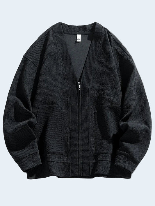 Cozy Men's Zip Up Cardigan Sweater - OutfitLondon