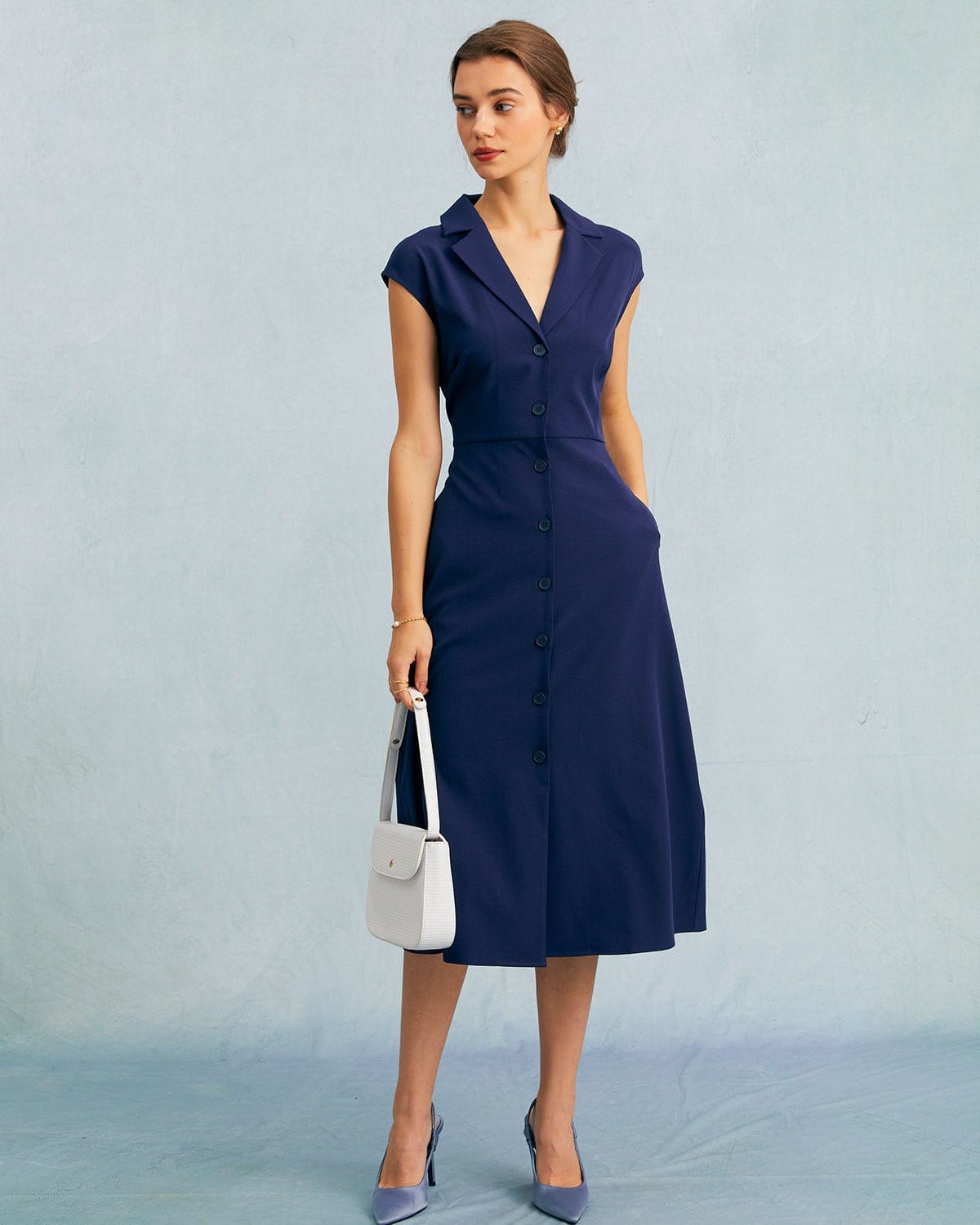 Casual Fit V Neck Short Sleeve Sundress - OutfitLondon
