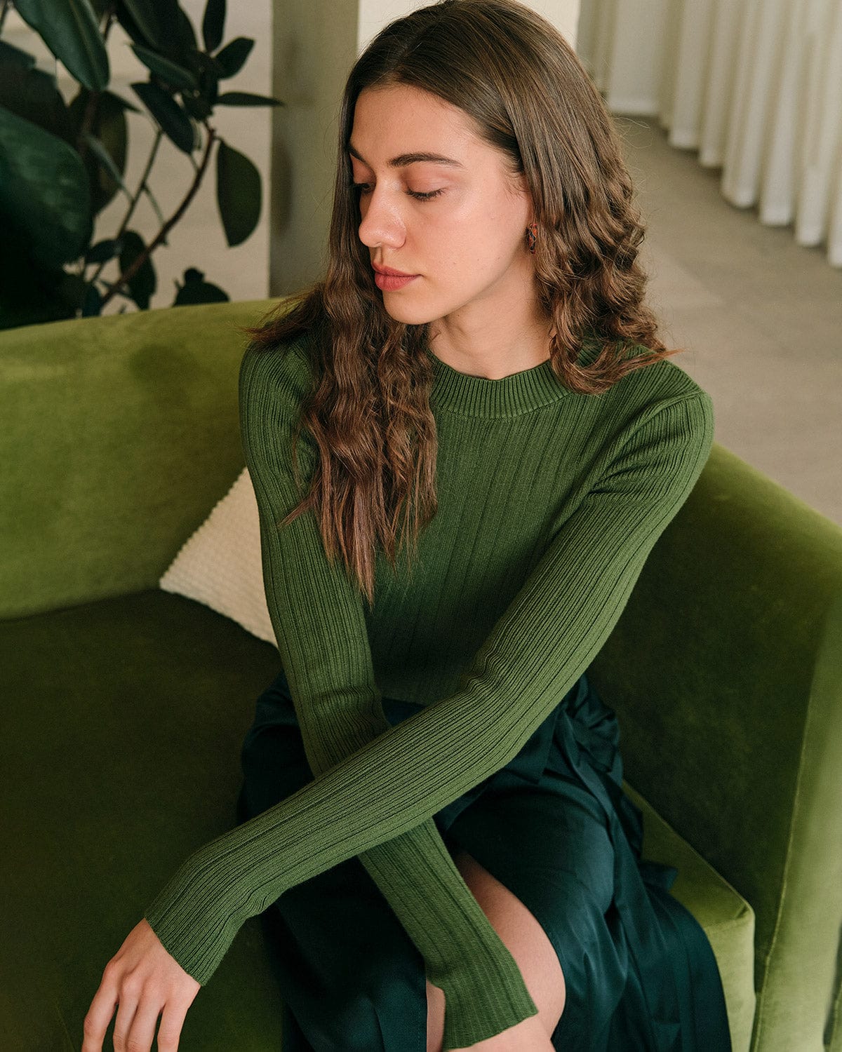 Theodora | Slim Fit Ribbed Knit Holiday Top