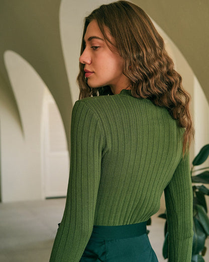 Theodora | Slim Fit Ribbed Knit Holiday Top
