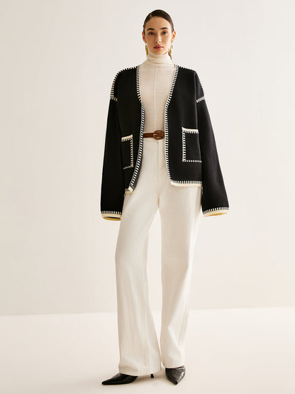 Womens Belted Open Front Cardigan Sweater