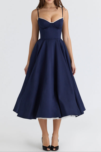 Tilly | Fitted Velvet Wedding Guest Midi Dress