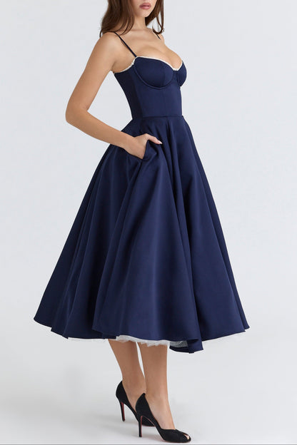 Tilly | Fitted Velvet Wedding Guest Midi Dress