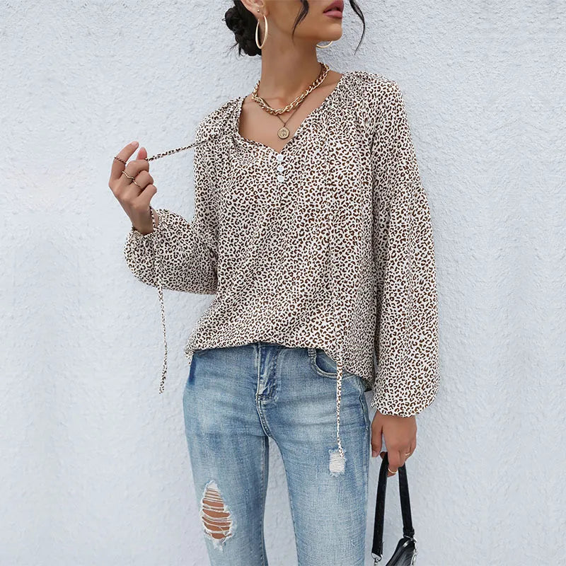 Soft Leopard Print Ladies Blouse - OutfitLondon