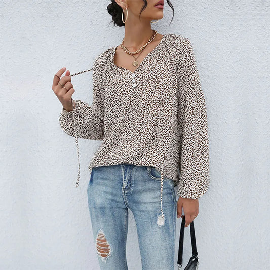 Soft Leopard Print Ladies Blouse - OutfitLondon
