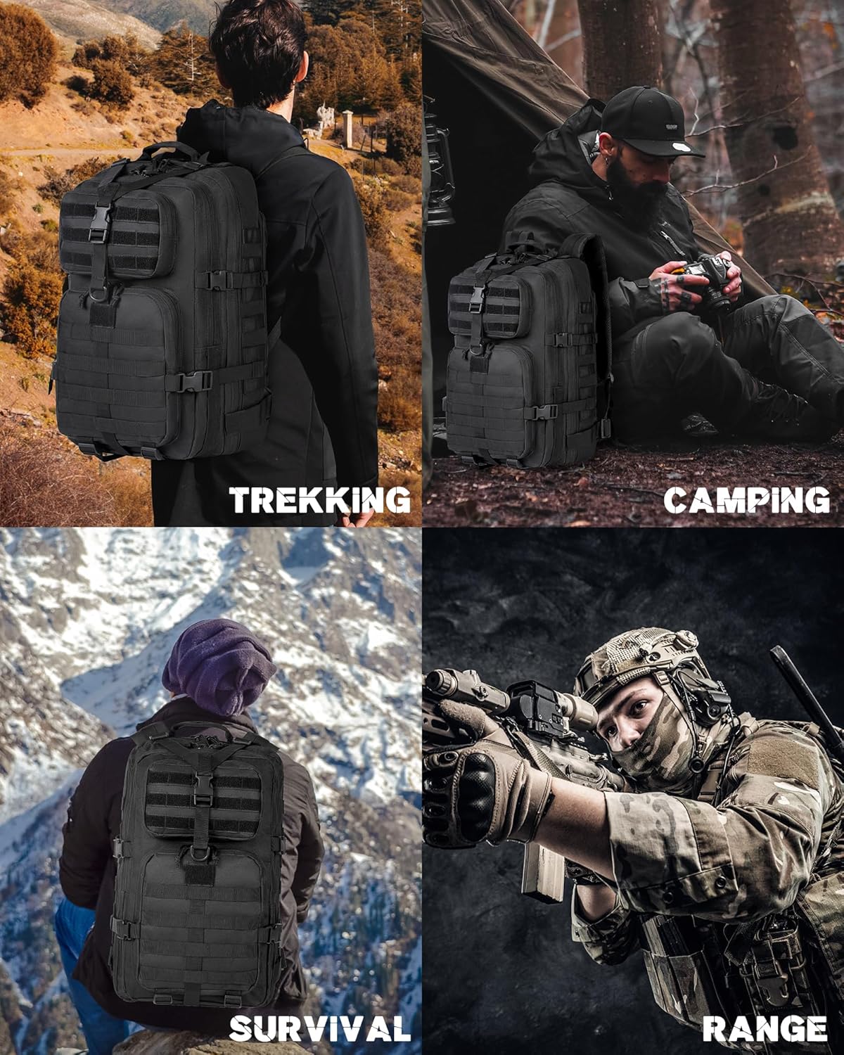 Durable Hiking Backpack with Laptop Compartment and MOLLE