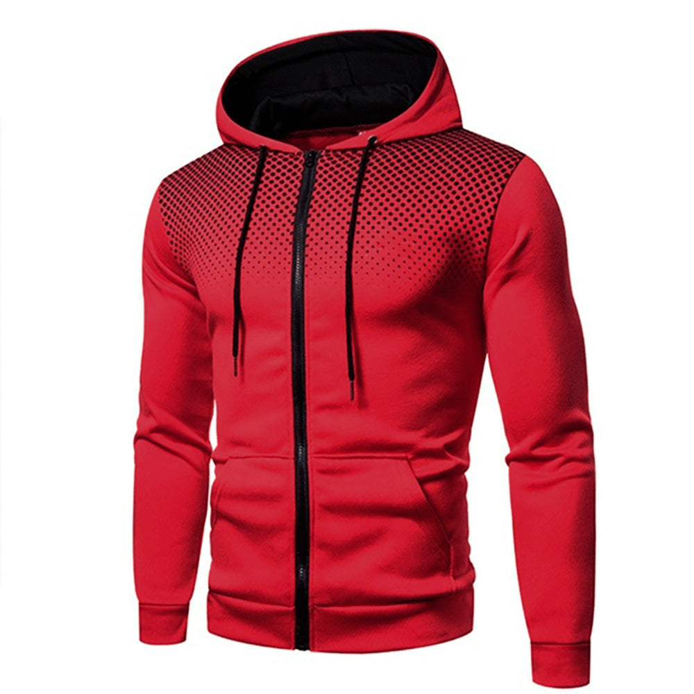 Men's Sporty Hooded Jacket with Fun Polka Dots - OutfitLondon