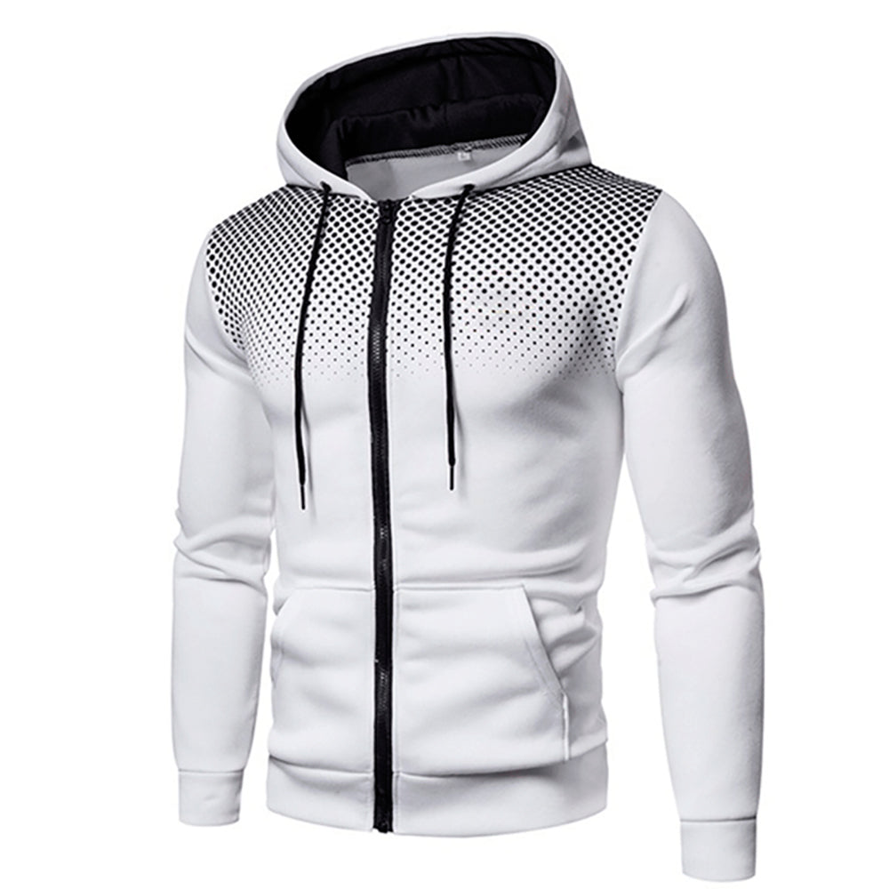 Men's Sporty Hooded Jacket with Fun Polka Dots
