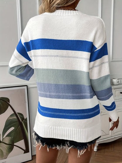 Fashionable Multicolour Crew Neck Sweater