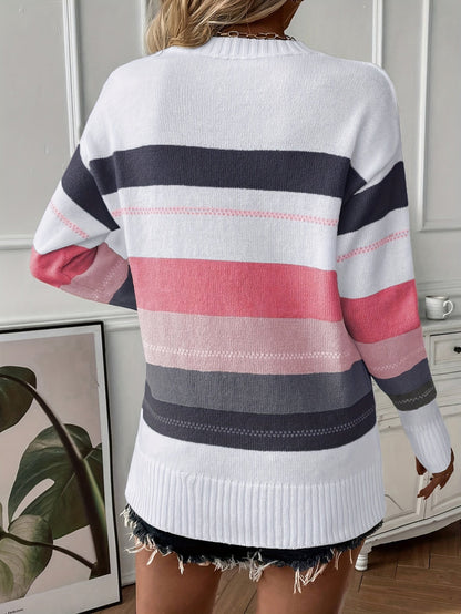 Fashionable Multicolour Crew Neck Sweater