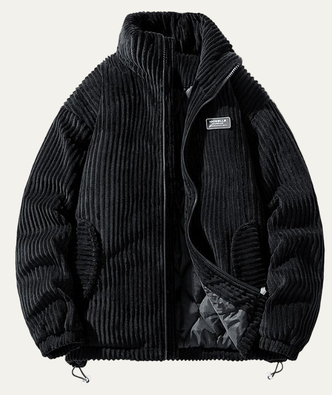 Warm Quilted Mens Puffer Coat with High Collar - OutfitLondon