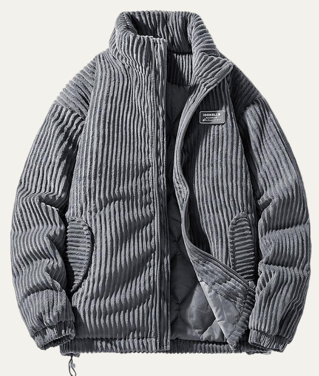Warm Quilted Mens Puffer Coat with High Collar