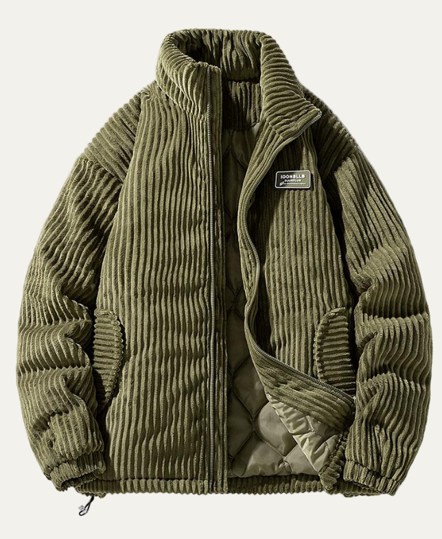 Warm Quilted Mens Puffer Coat with High Collar