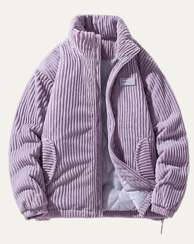 Warm Quilted Mens Puffer Coat with High Collar