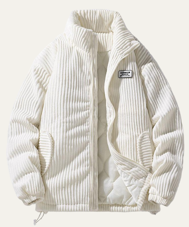 Warm Quilted Mens Puffer Coat with High Collar