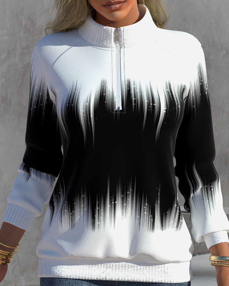 Fashionable Women's Zipper Pullover Sweater - OutfitLondon