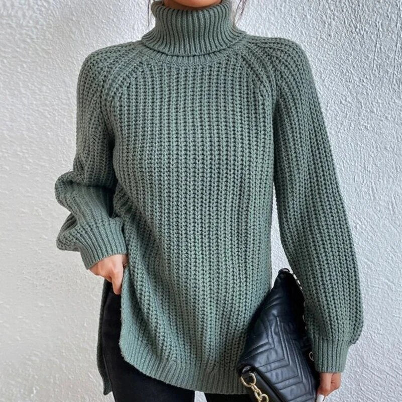 Fashionable Ladies Knit Turtleneck Jumper - OutfitLondon