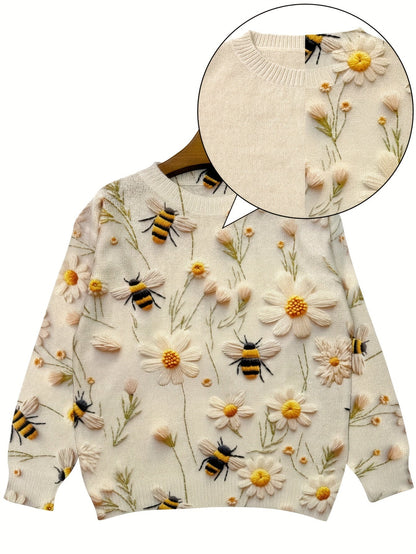 Fashionable Ladies Bee Print Jumper