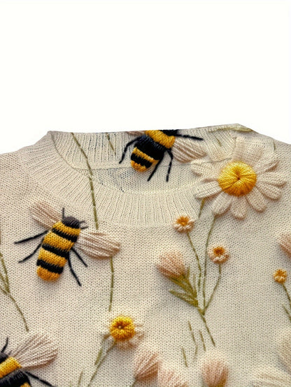 Fashionable Ladies Bee Print Jumper