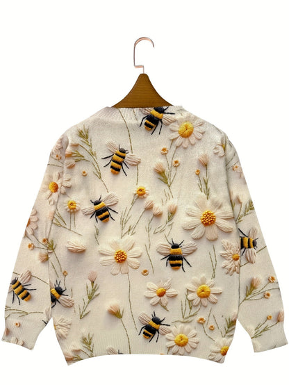 Fashionable Ladies Bee Print Jumper
