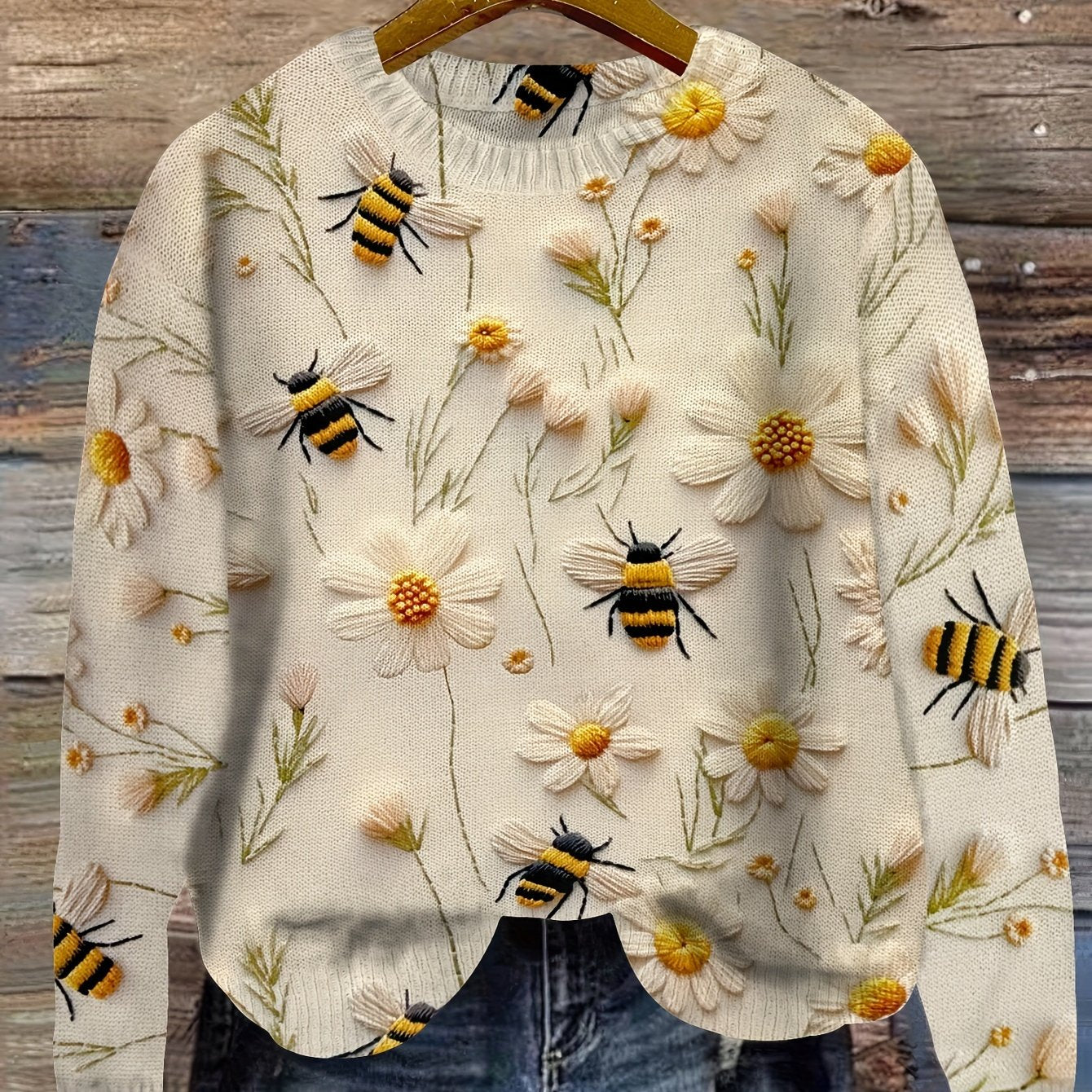 Fashionable Ladies Bee Print Jumper