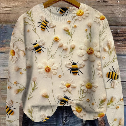 Fashionable Ladies Bee Print Jumper
