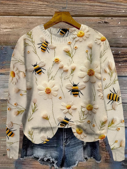 Fashionable Ladies Bee Print Jumper - OutfitLondon