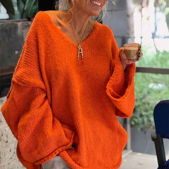 Fashionable Ladies V-Neck Pullover