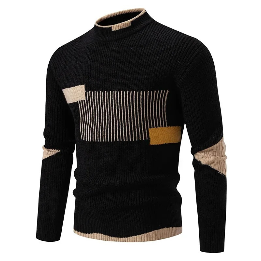 Men's Textured Crew Neck Colorblock Jumper Sweater