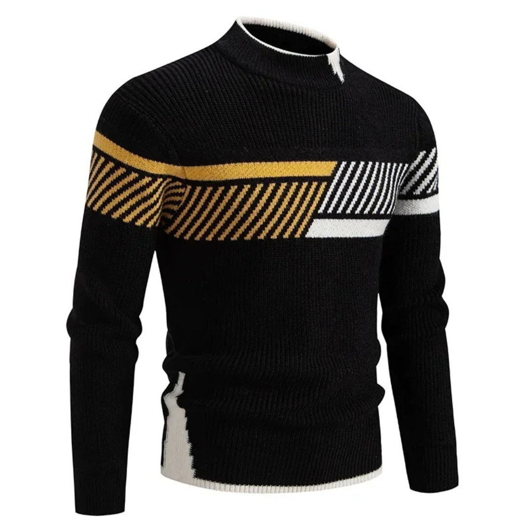 Men's Textured Crew Neck Colorblock Jumper Sweater
