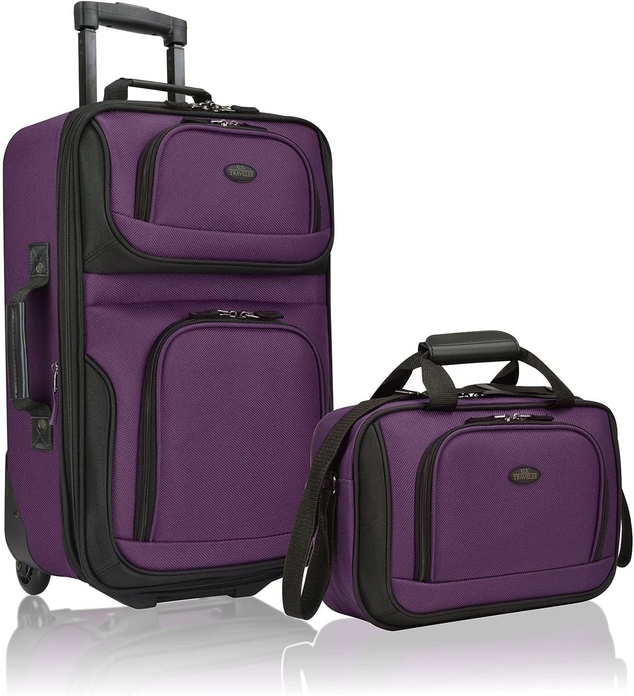 Compact 2-Piece Lightweight Carry-On Luggage Set with Spinner Wheels