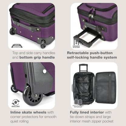 Compact 2-Piece Lightweight Carry-On Luggage Set with Spinner Wheels