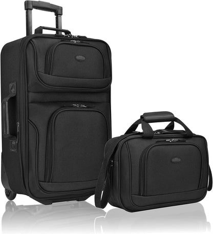 Compact 2-Piece Lightweight Carry-On Luggage Set with Spinner Wheels
