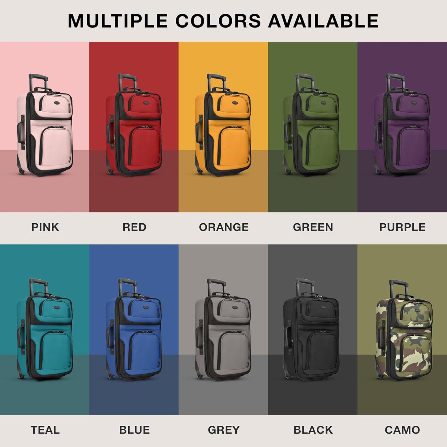 Compact 2-Piece Lightweight Carry-On Luggage Set with Spinner Wheels