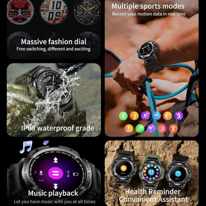 Tough Waterproof Smart Watch - Bluetooth, Long Lasting Battery