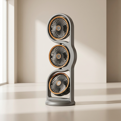 Unisex Portable Fan – 3-Head USB Rechargeable, 5 Speeds for Ultimate Comfort