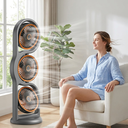Unisex Portable Fan – 3-Head USB Rechargeable, 5 Speeds for Ultimate Comfort