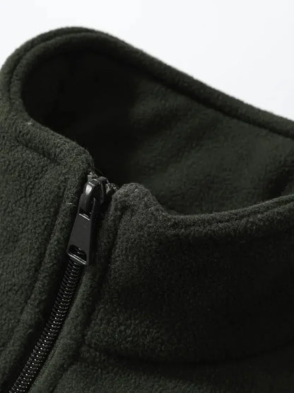 Men's Warm Fleece Zipper Jacket with High Collar