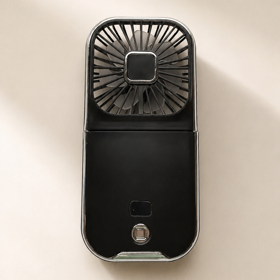Unisex Portable Handheld Fan with USB-C, LED Display & 3 Wind Modes