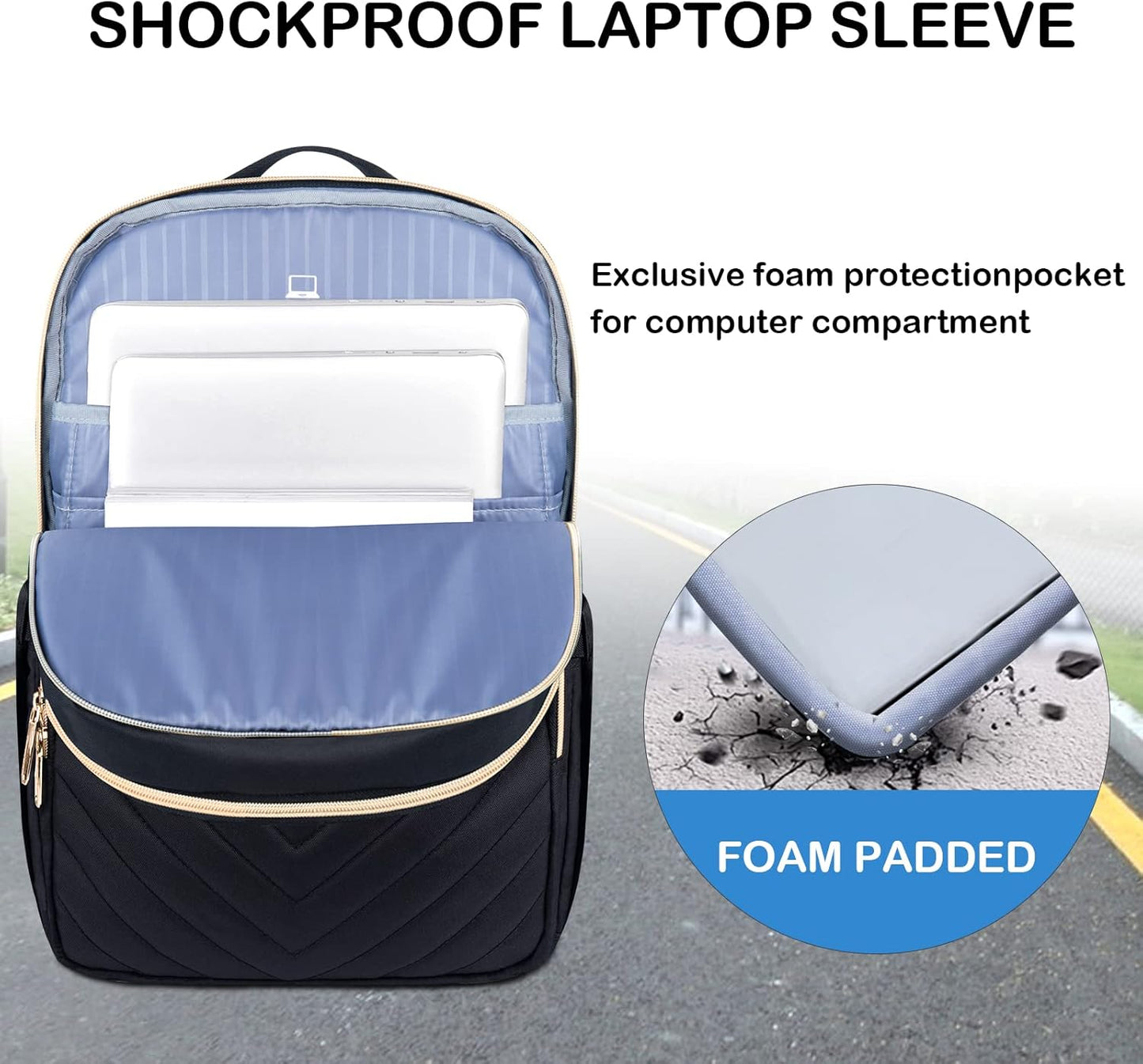 Waterproof Travel Laptop Bag 15.6 Inch with USB Charger