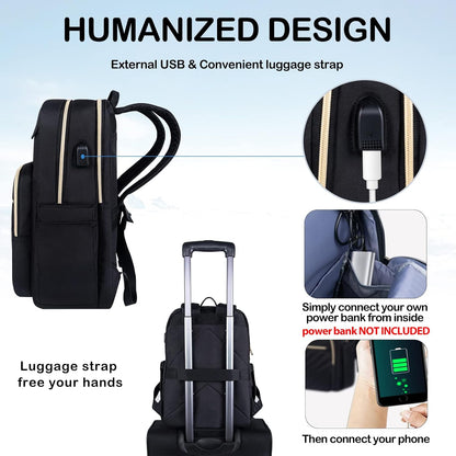 Waterproof Travel Laptop Bag 15.6 Inch with USB Charger